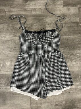 Princess Polly Black & White Gingham Tie-Strap Romper